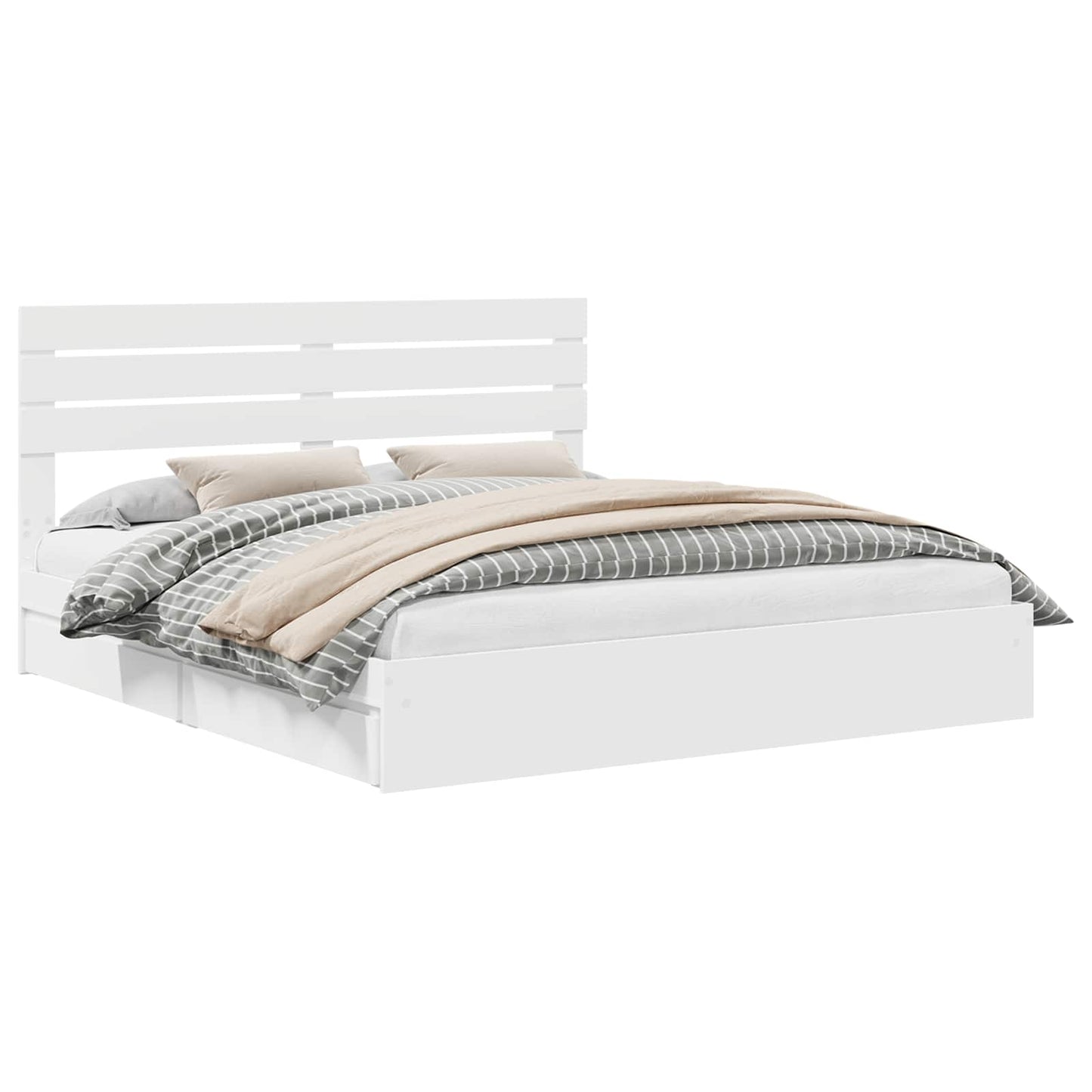 Storage Bed with Drawer White 180 x 200 cm Engineered Wood