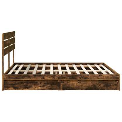 Storage Bed with Drawer Smoked Oak 180 x 200 cm Engineered Wood