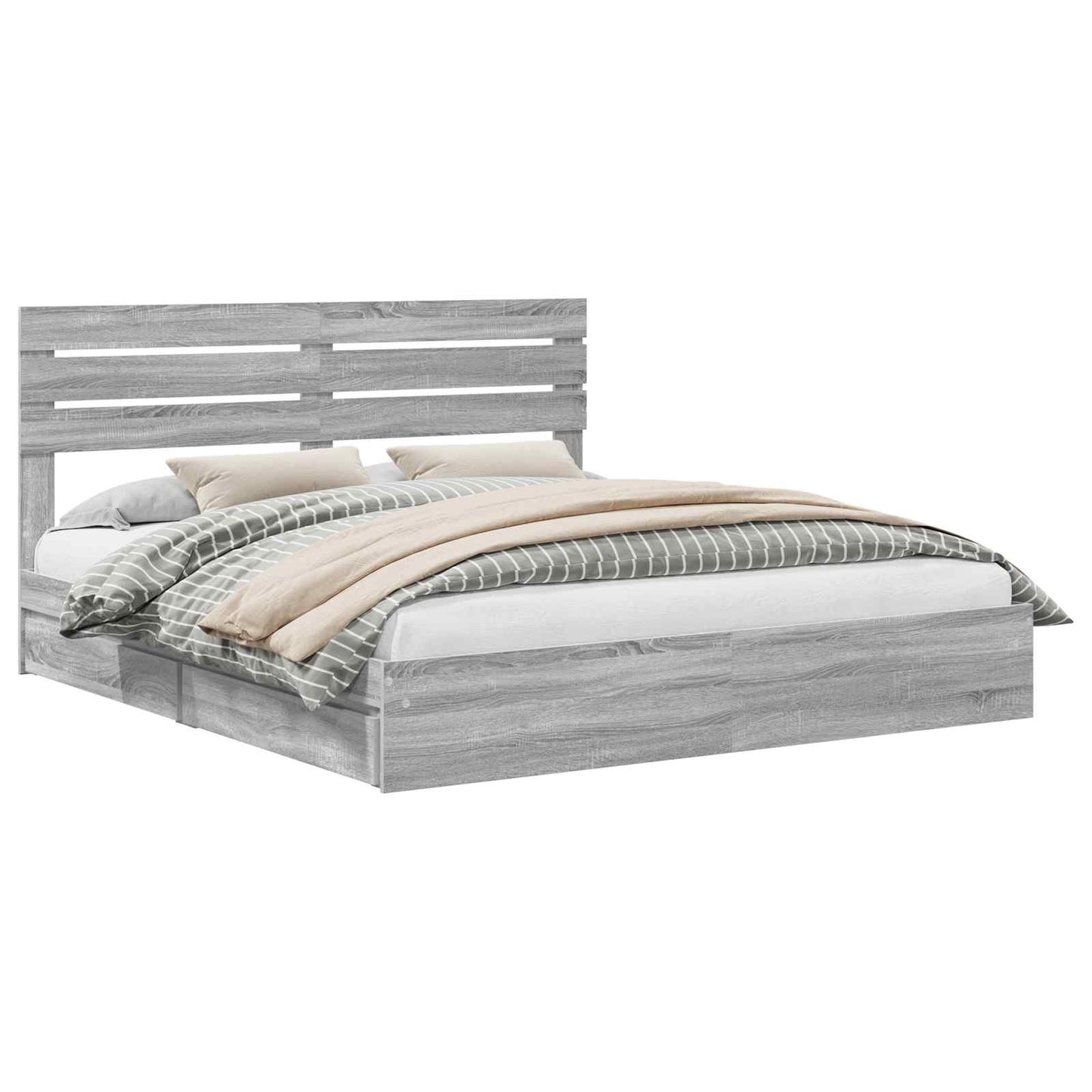 Storage Bed Grey Sonoma 180 x 200 cm Engineered Wood