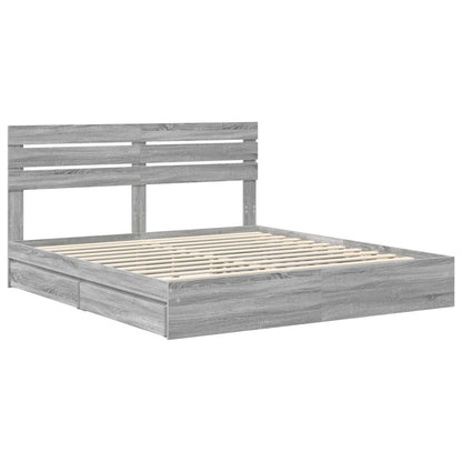 Storage Bed Grey Sonoma 180 x 200 cm Engineered Wood