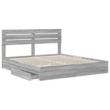 Storage Bed Grey Sonoma 180 x 200 cm Engineered Wood