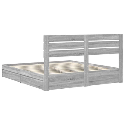Storage Bed Grey Sonoma 180 x 200 cm Engineered Wood