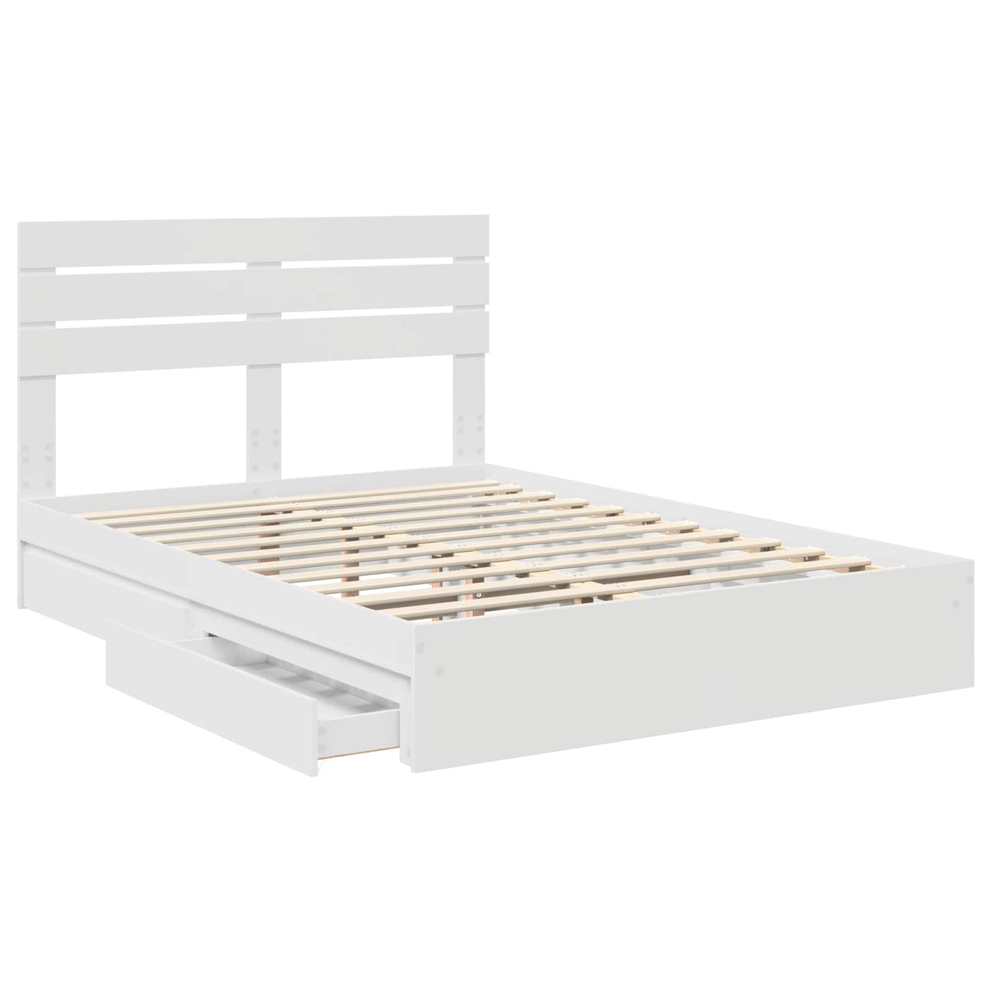 Storage Bed with Headboard White 160 x 200 cm Engineered Wood