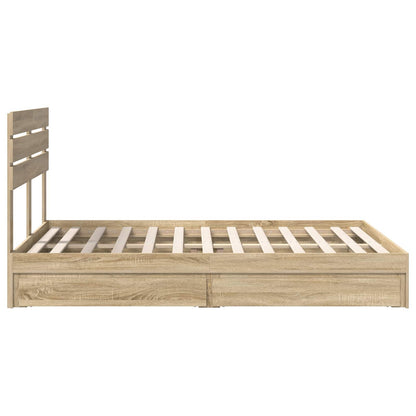 Storage Bed with Drawer Sonoma Oak 160 x 200 cm Engineered Wood
