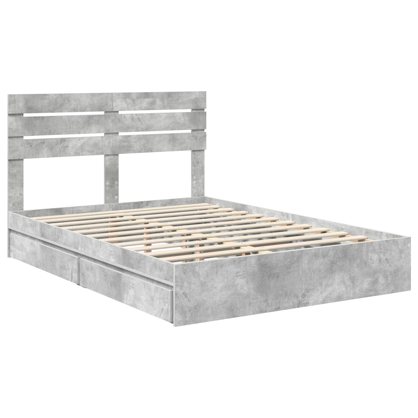 Storage Bed Concrete Grey 150 x 200 cm Engineered Wood