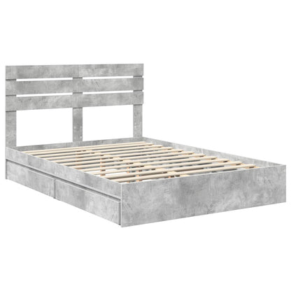 Storage Bed Concrete Grey 150 x 200 cm Engineered Wood