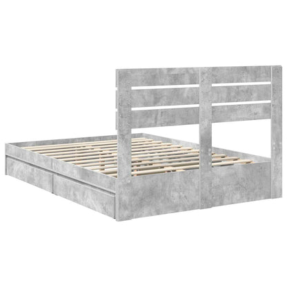 Storage Bed Concrete Grey 150 x 200 cm Engineered Wood