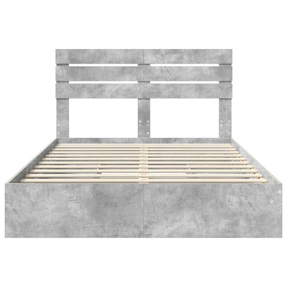 Storage Bed Concrete Grey 150 x 200 cm Engineered Wood