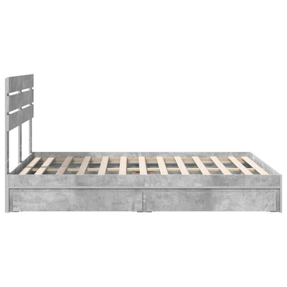 Storage Bed Concrete Grey 150 x 200 cm Engineered Wood