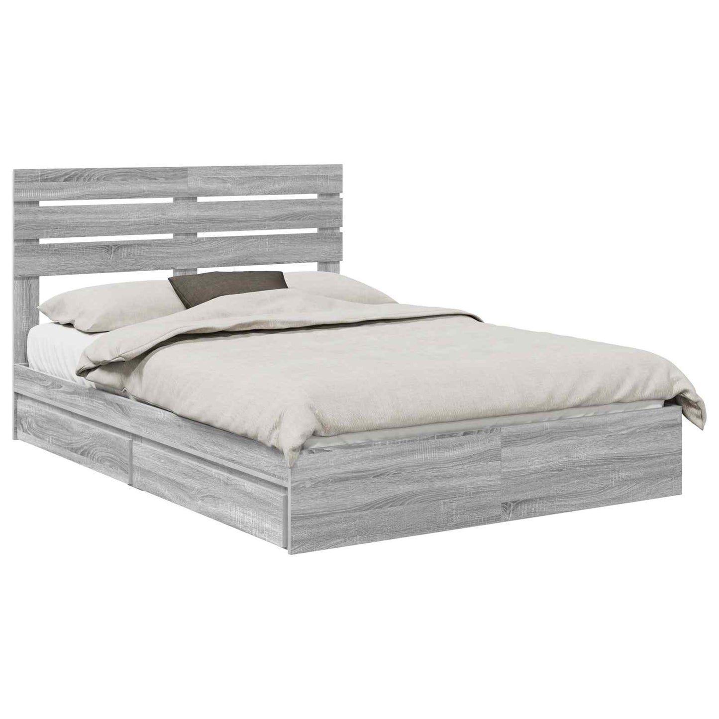 Storage Bed Grey Sonoma 140 x 200 cm Engineered Wood
