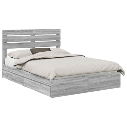 Storage Bed Grey Sonoma 140 x 200 cm Engineered Wood