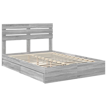 Storage Bed Grey Sonoma 140 x 200 cm Engineered Wood