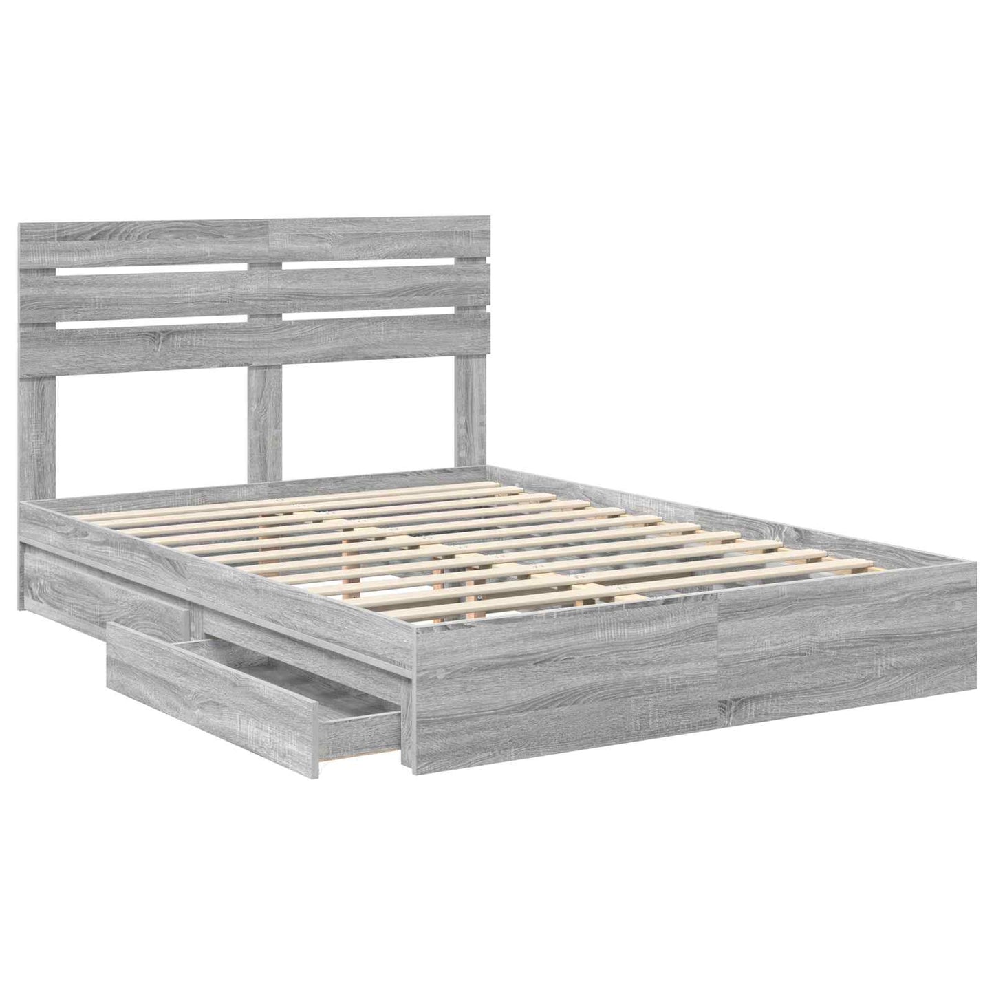 Storage Bed Grey Sonoma 140 x 200 cm Engineered Wood