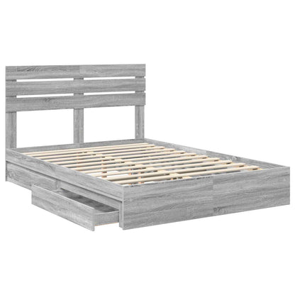 Storage Bed Grey Sonoma 140 x 200 cm Engineered Wood