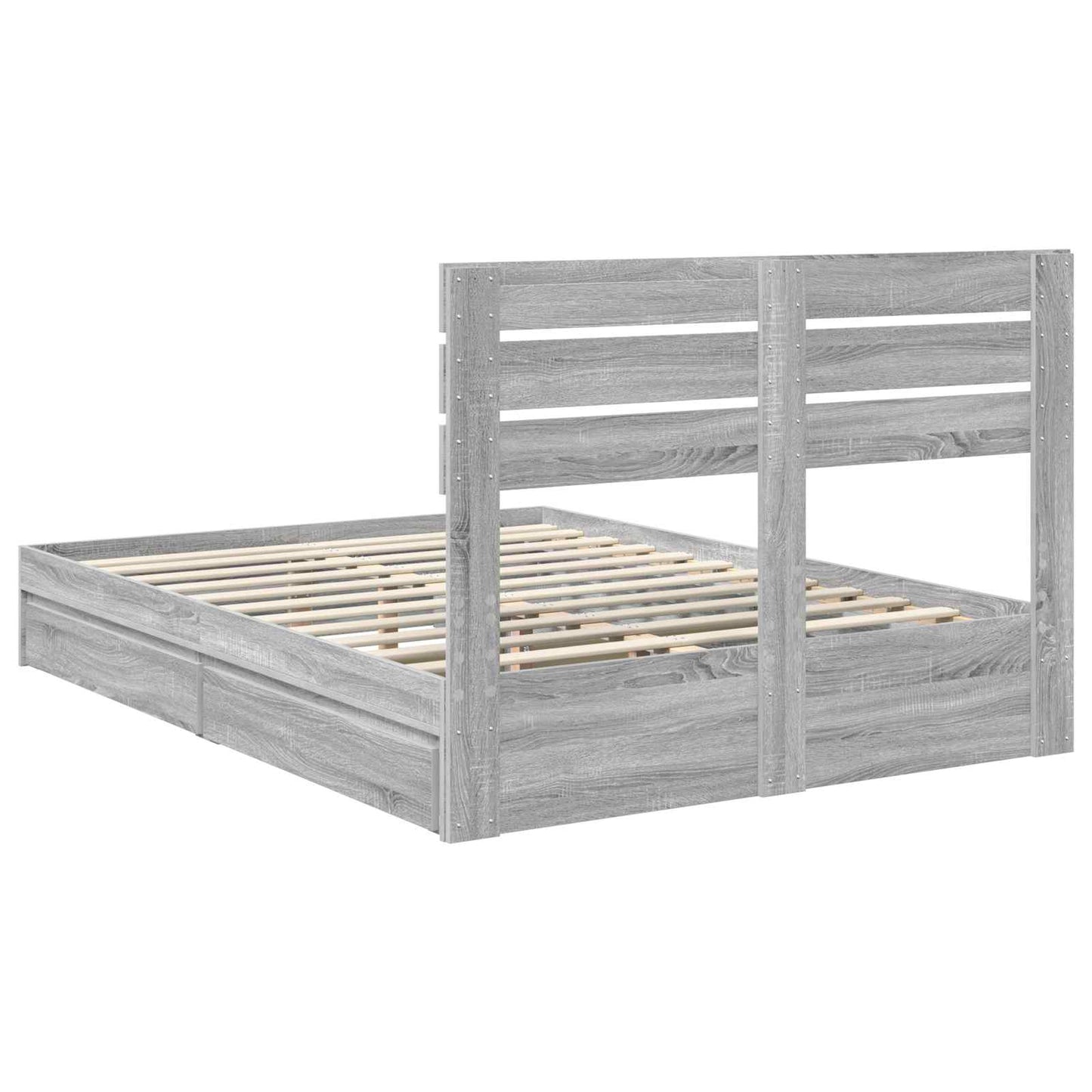 Storage Bed Grey Sonoma 140 x 200 cm Engineered Wood