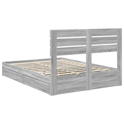 Storage Bed Grey Sonoma 140 x 200 cm Engineered Wood