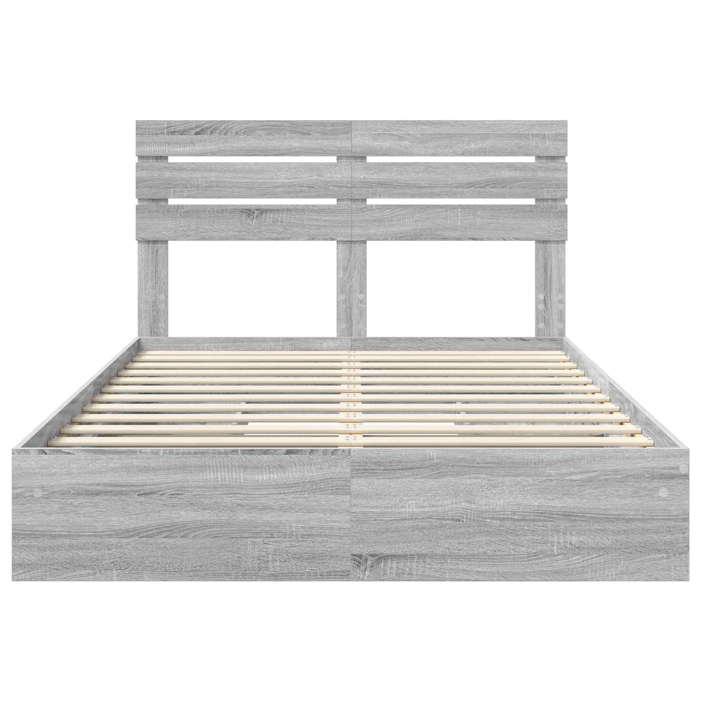 Storage Bed Grey Sonoma 140 x 200 cm Engineered Wood