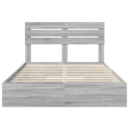 Storage Bed Grey Sonoma 140 x 200 cm Engineered Wood