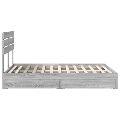 Storage Bed Grey Sonoma 140 x 200 cm Engineered Wood