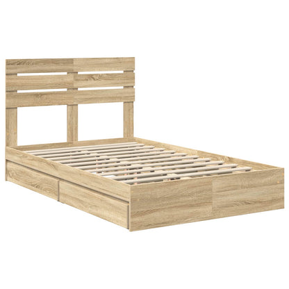 Storage Bed with Drawer Sonoma Oak 135 x 190 cm Engineered Wood