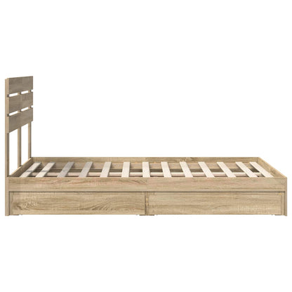 Storage Bed with Drawer Sonoma Oak 135 x 190 cm Engineered Wood