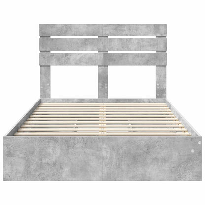 Storage Bed Concrete Grey 135 x 190 cm Engineered Wood