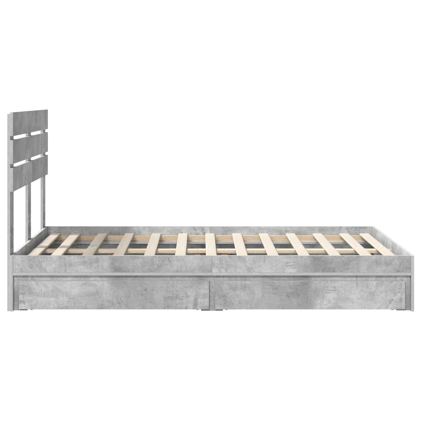 Storage Bed Concrete Grey 135 x 190 cm Engineered Wood