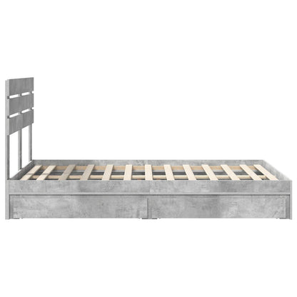 Storage Bed Concrete Grey 135 x 190 cm Engineered Wood