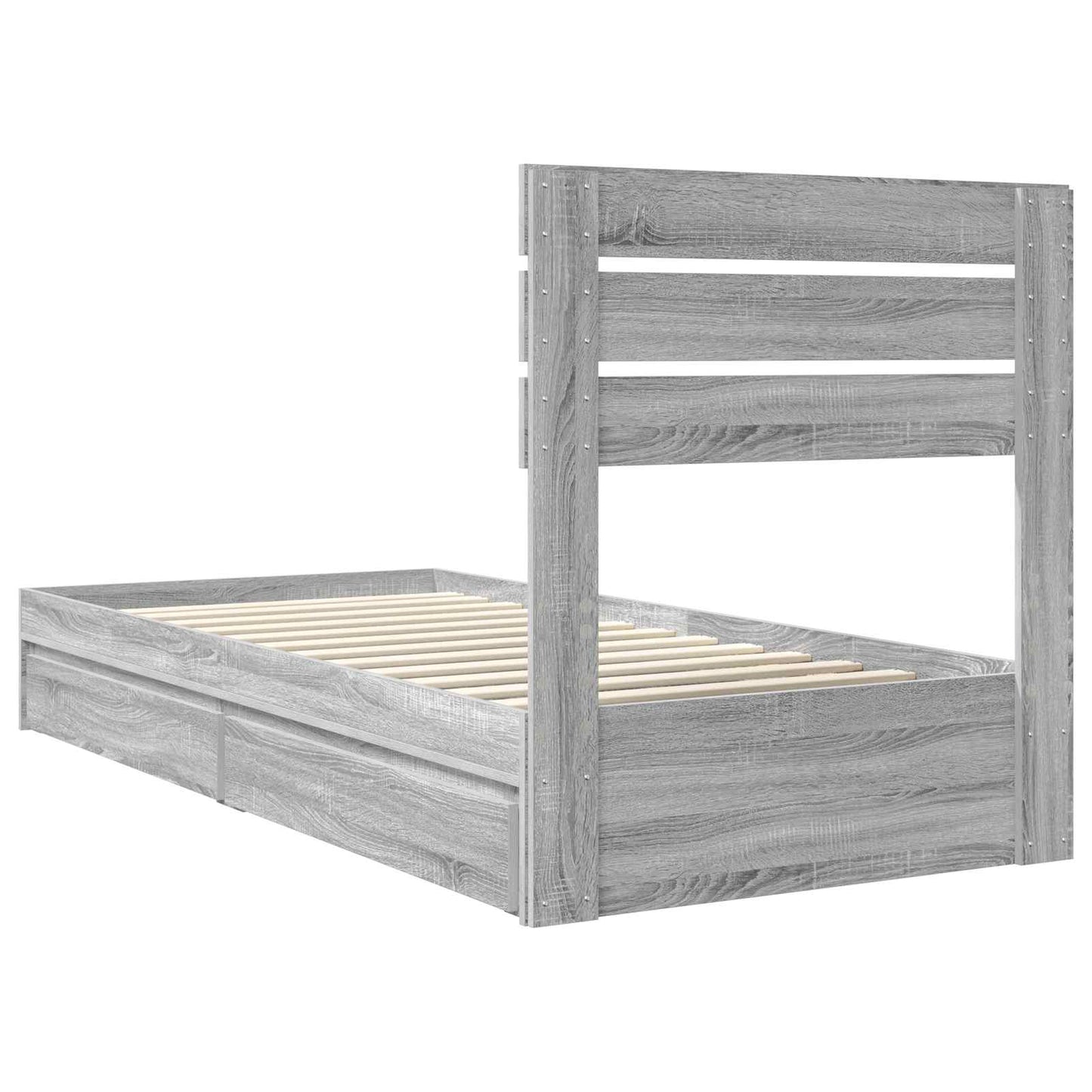 Storage Bed Grey Sonoma 100 x 200 cm Engineered Wood