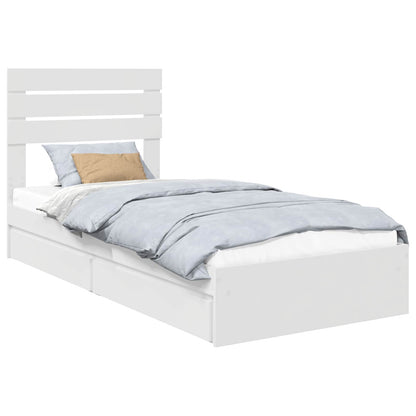 Storage Bed with Headboard White 90 x 200 cm Engineered Wood