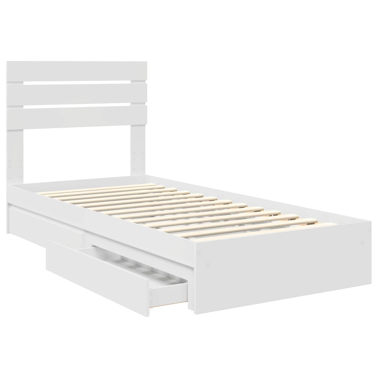 Storage Bed with Headboard White 90 x 200 cm Engineered Wood