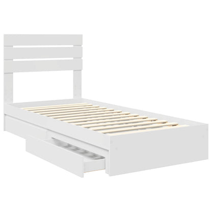 Storage Bed with Headboard White 90 x 200 cm Engineered Wood