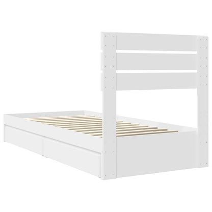 Storage Bed with Headboard White 90 x 200 cm Engineered Wood