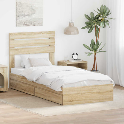 Storage Bed with Drawer Sonoma Oak 90 x 200 cm Engineered Wood