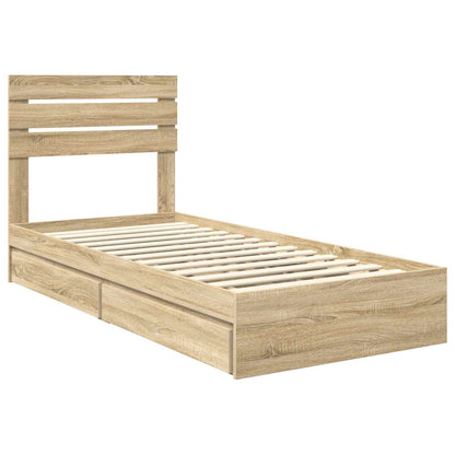 Storage Bed with Drawer Sonoma Oak 90 x 200 cm Engineered Wood