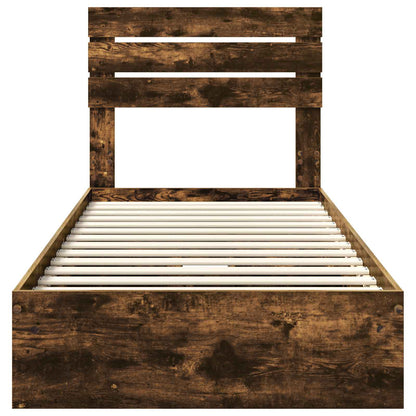 Storage Bed with Drawer Smoked Oak 90 x 200 cm Engineered Wood