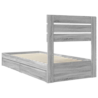 Storage Bed with Drawer Grey Sonoma 90 x 200 cm Engineered Wood