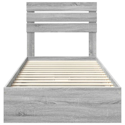 Storage Bed with Drawer Grey Sonoma 90 x 200 cm Engineered Wood