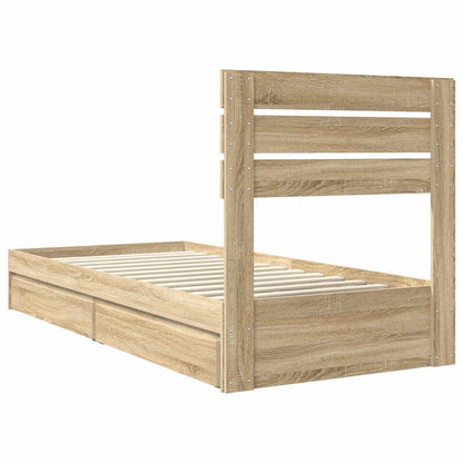 Storage Bed with Drawer Sonoma Oak 90 x 190 cm Engineered Wood