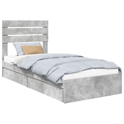 Storage Bed Concrete Grey 90 x 190 cm Engineered Wood
