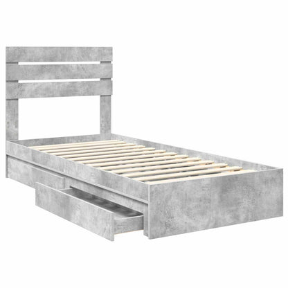 Storage Bed Concrete Grey 90 x 190 cm Engineered Wood