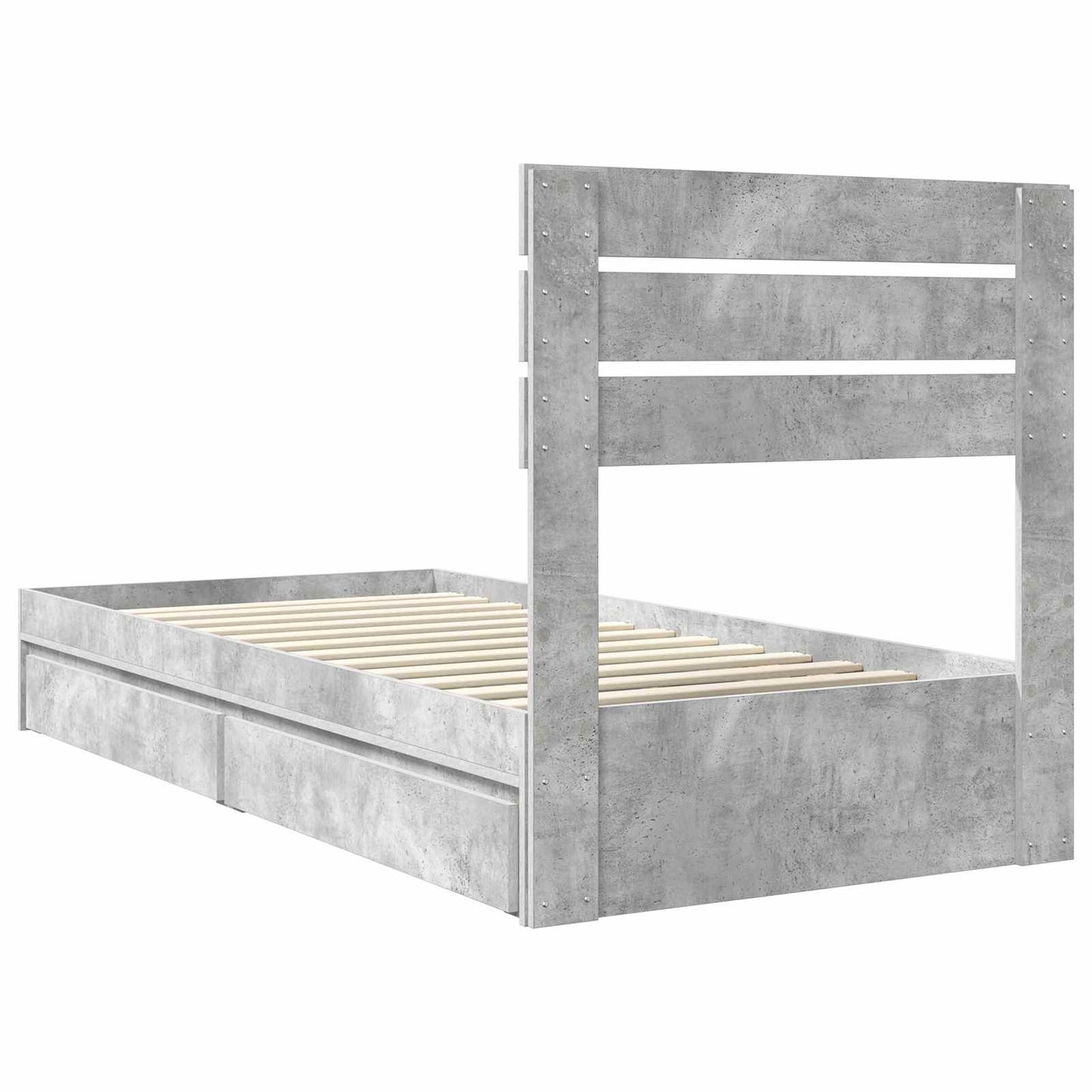 Storage Bed Concrete Grey 90 x 190 cm Engineered Wood