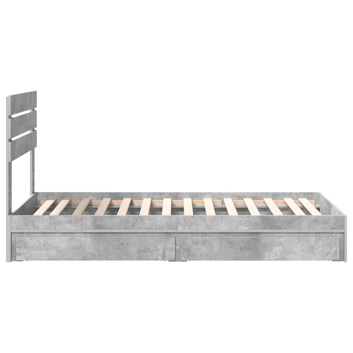 Storage Bed Concrete Grey 90 x 190 cm Engineered Wood