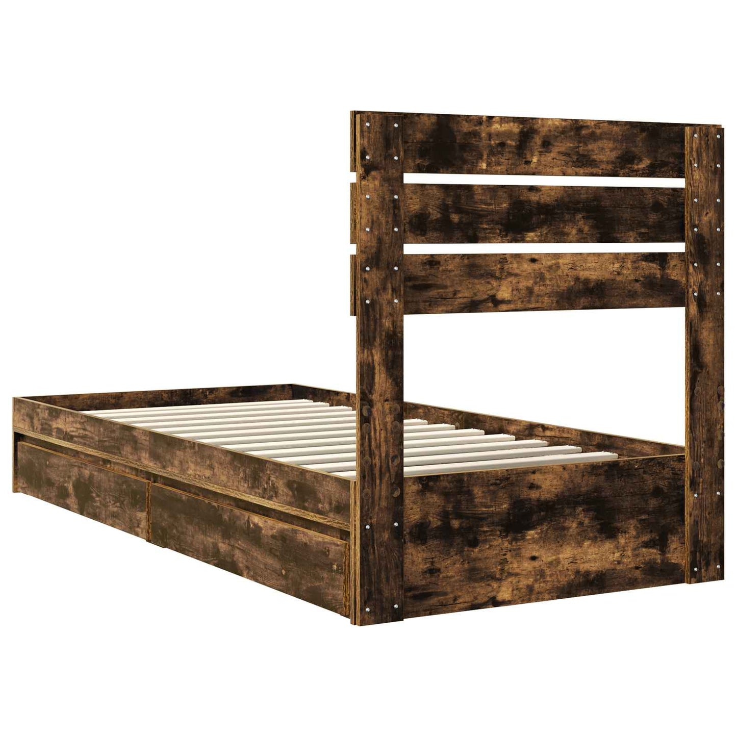 Storage Bed with Drawer Smoked Oak 90 x 190 cm Engineered Wood