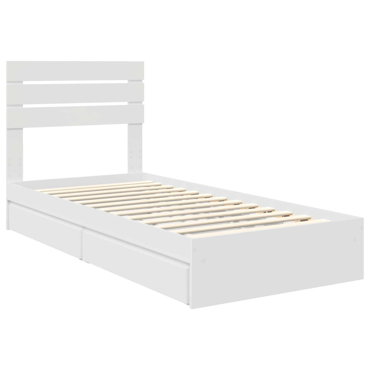 Storage Bed with Headboard White 75 x 190 cm Engineered Wood
