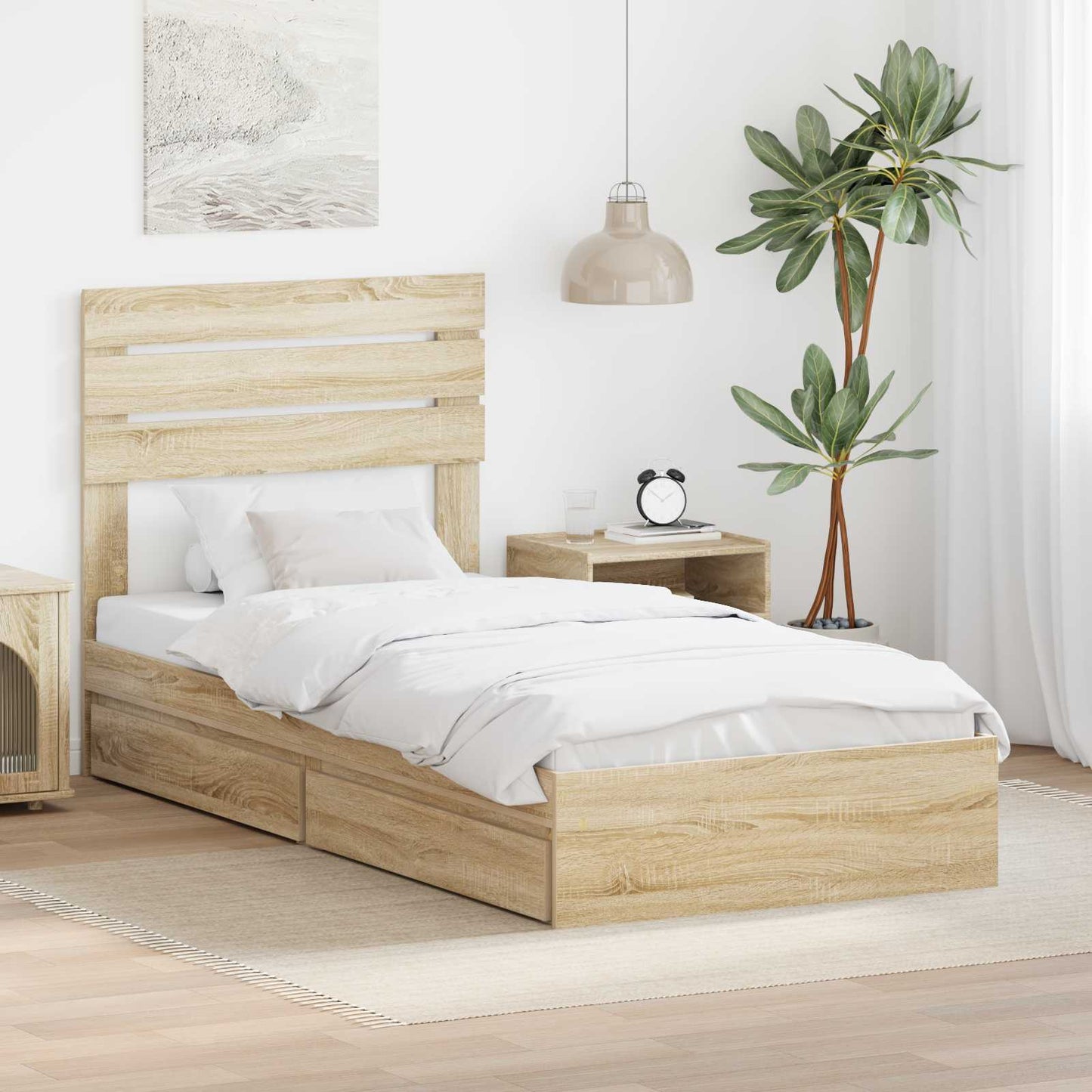 Storage Bed with Drawer Sonoma Oak 75 x 190 cm Engineered Wood