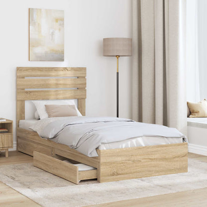 Storage Bed with Drawer Sonoma Oak 75 x 190 cm Engineered Wood
