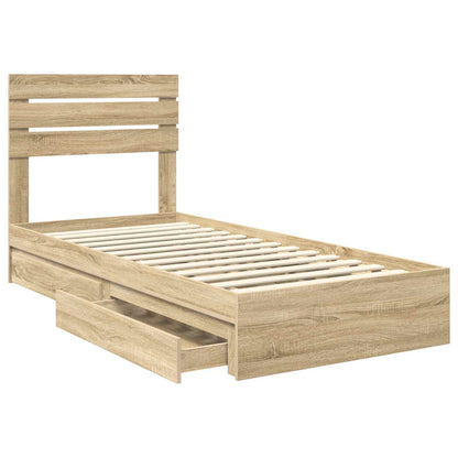 Storage Bed with Drawer Sonoma Oak 75 x 190 cm Engineered Wood