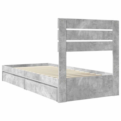 Storage Bed Concrete Grey 70 x 190 cm Engineered Wood