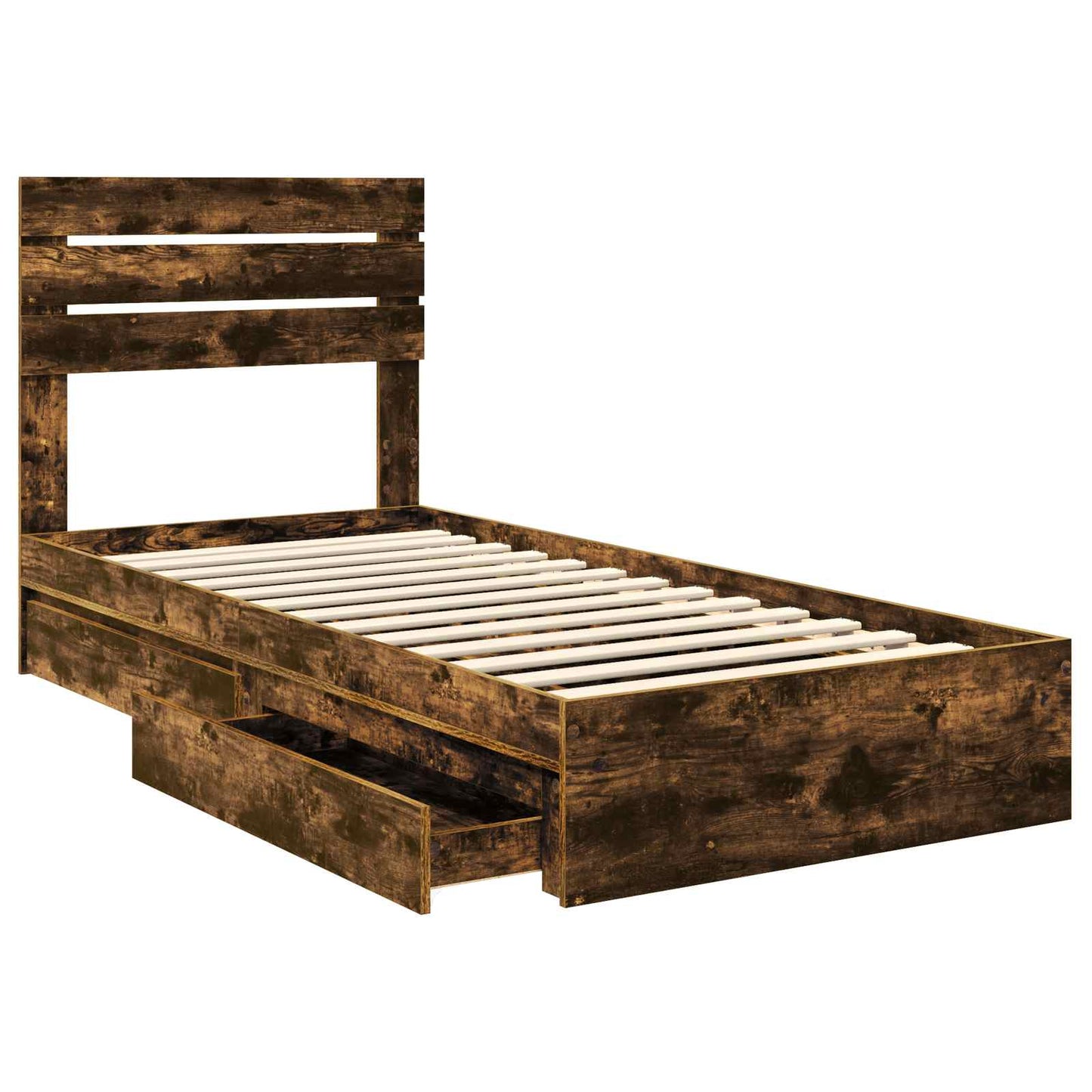 Storage Bed with Drawer Smoked Oak 75 x 190 cm Engineered Wood